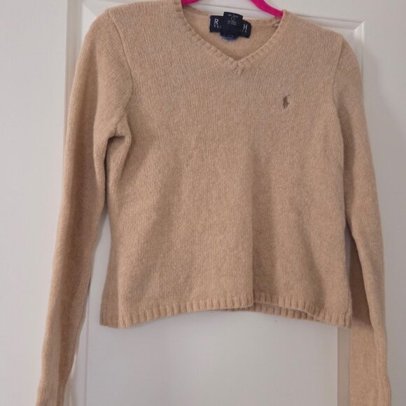 Ralph Lauren Black Label Tan V-Neck Sweater - Picture 1 of 4